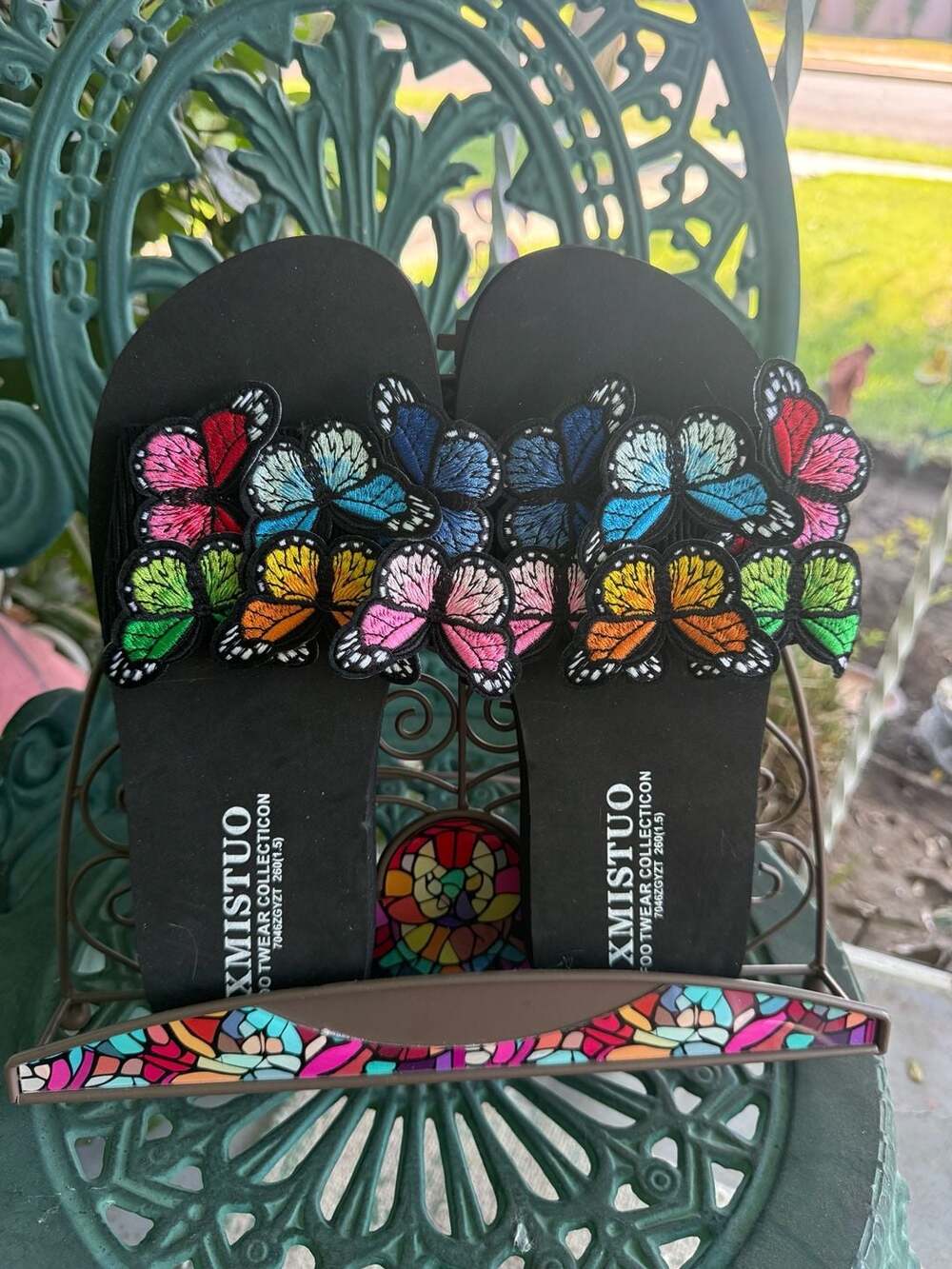 Y2k Fairycore Butterfly Embroidered Platform Slide Sandals Size 8.5 Fantasy